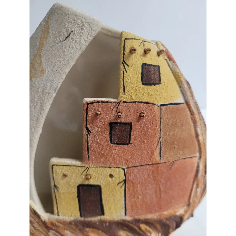 Sunshine Klay Kraft‎ Tucson AZ Candle Holder Southwestern Pottery Painted Signed
